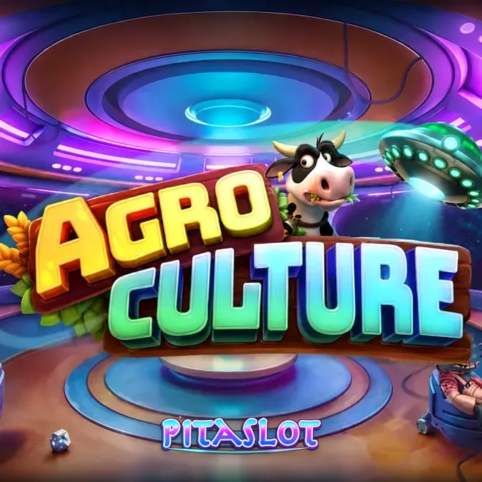 Tampilan visual slot AgroCulture dengan elemen alien dan pertanian